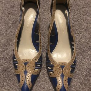 Antonio Melani Blue and Tan Unique Heels